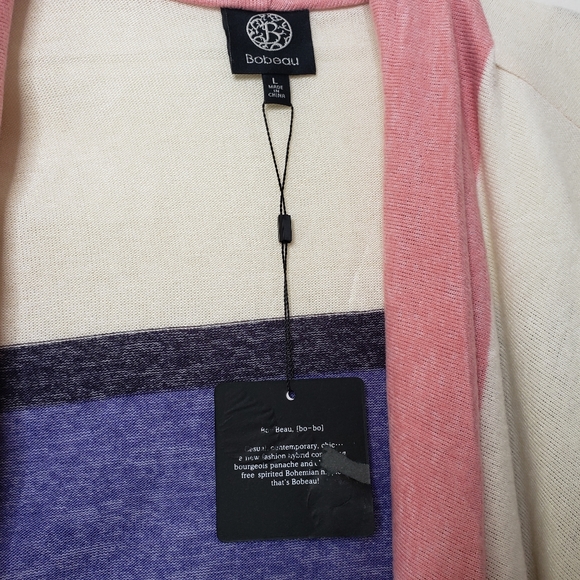Bobeau Open Front Cardigan Sweater Hi Lo Pink Purple Women's Size Large NWT - Picture 12 of 13